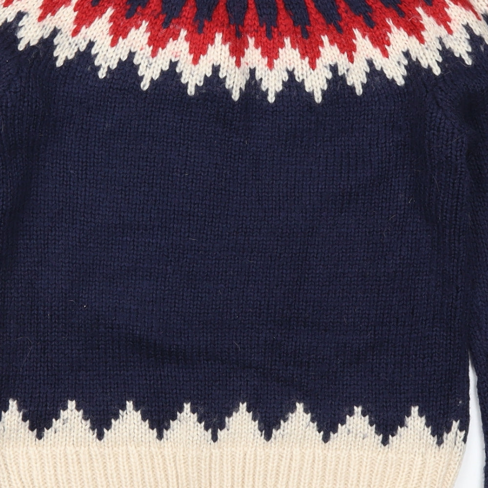 New Look Womens Blue Fair Isle  Pullover Jumper Size 10