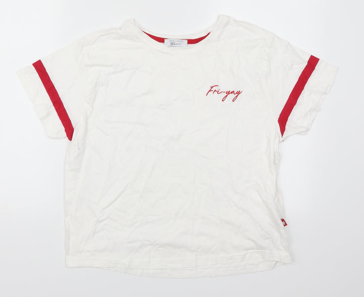 New Look Girls White Solid  Top Pyjama Set Size L  - Fri-Yay