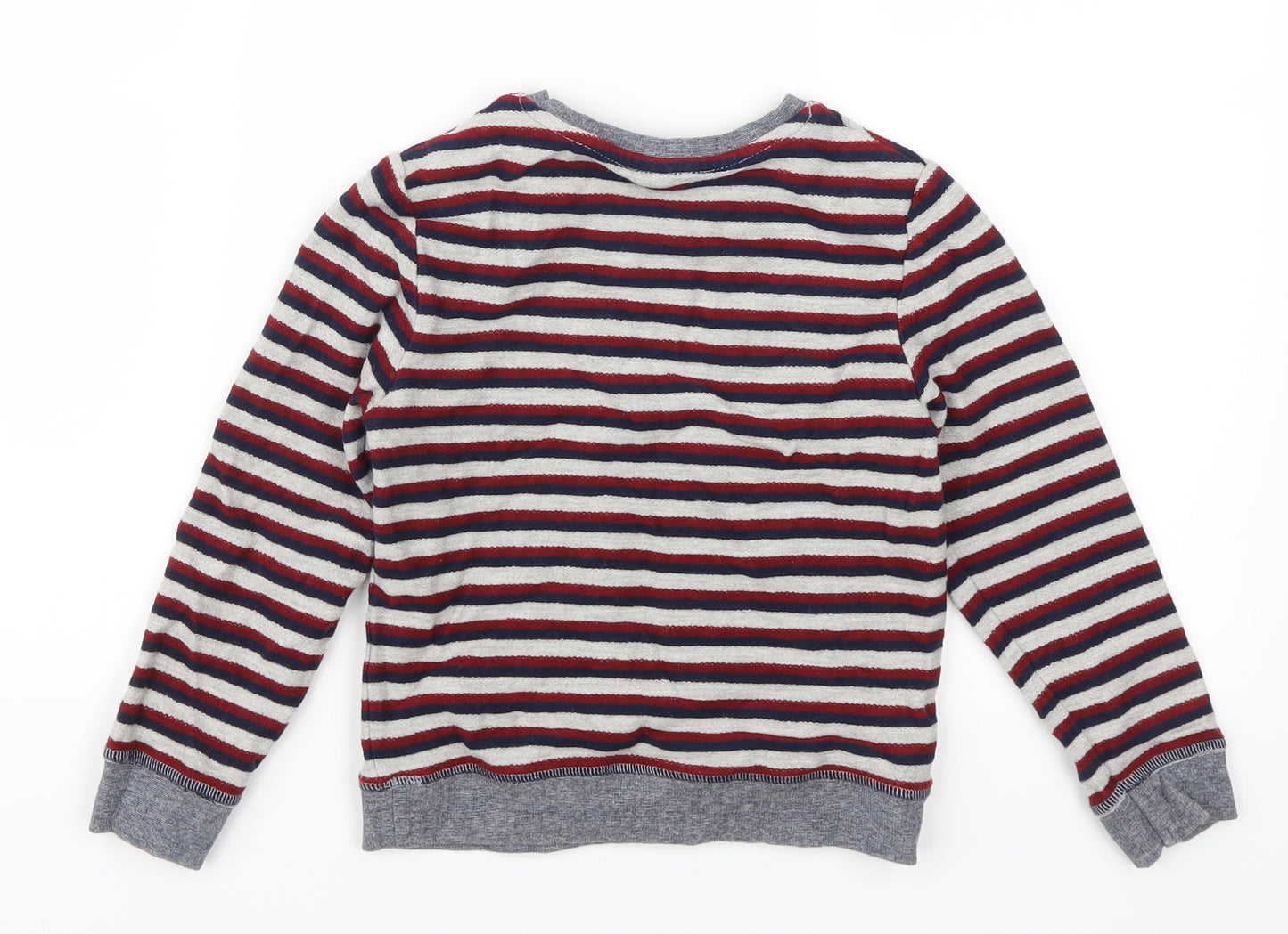 Marks and Spencer Boys Red Striped  Pullover Sweatshirt Size 4-5 Years  - Blue