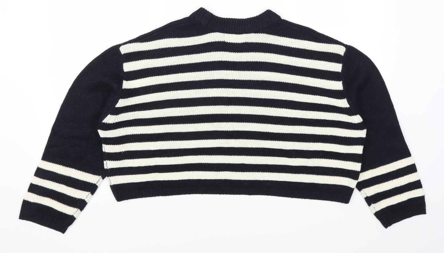 Topshop Womens Blue Striped  Pullover Jumper Size 8