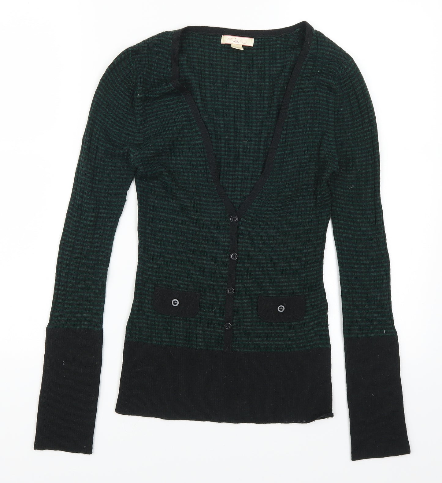 Lux Womens Green Striped  Pullover Jumper Size M