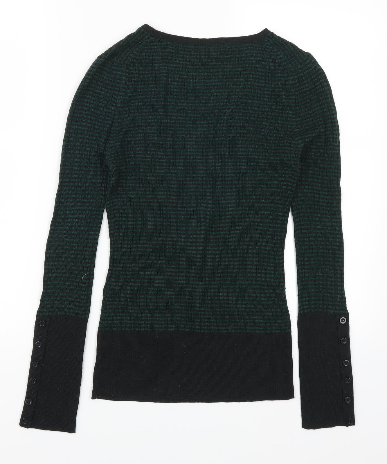 Lux Womens Green Striped  Pullover Jumper Size M