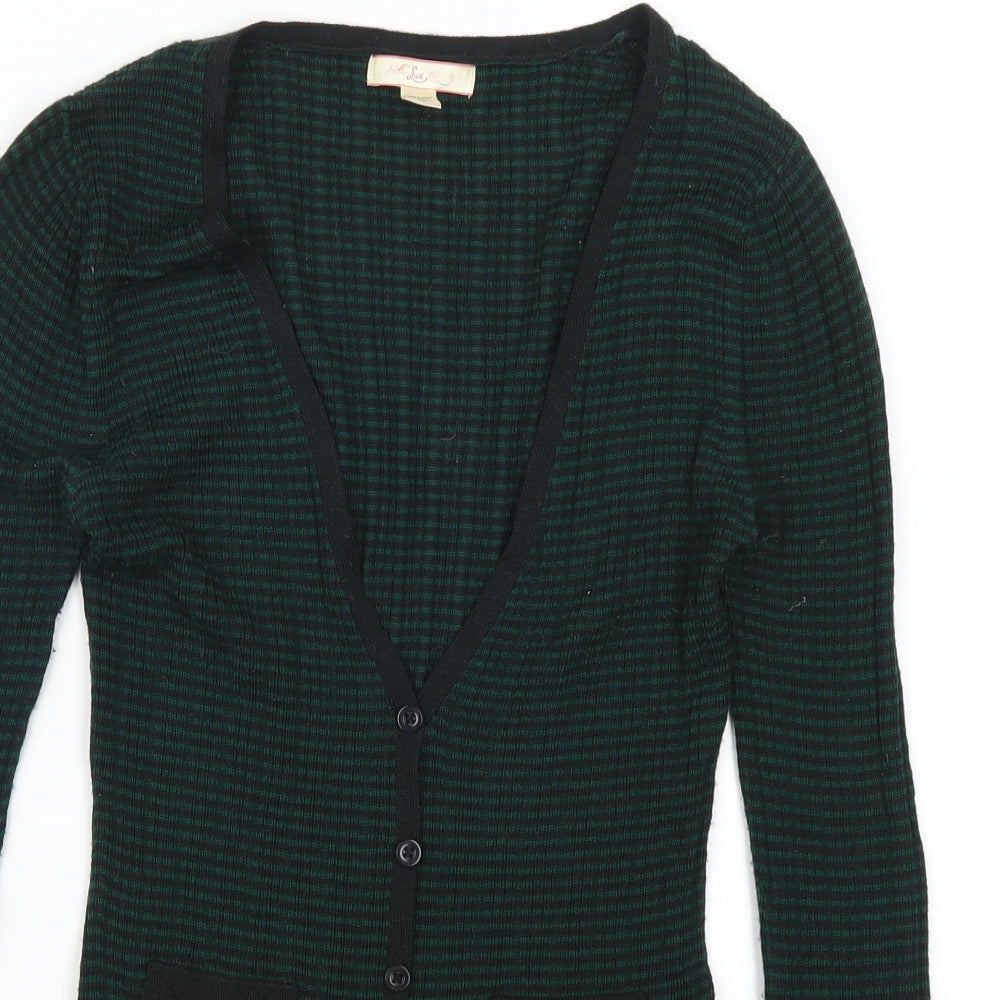 Lux Womens Green Striped  Pullover Jumper Size M