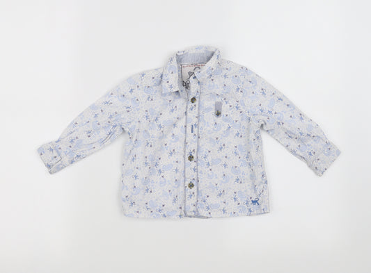 Front view of Monsoon Blue Basic Button-Up, size 12-18, Months