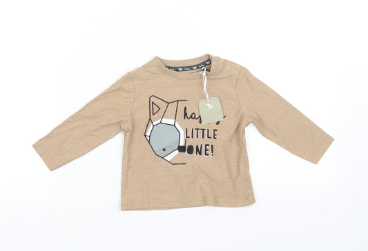 Front view of Tu Beige Basic T-Shirt, size 3-6, Months