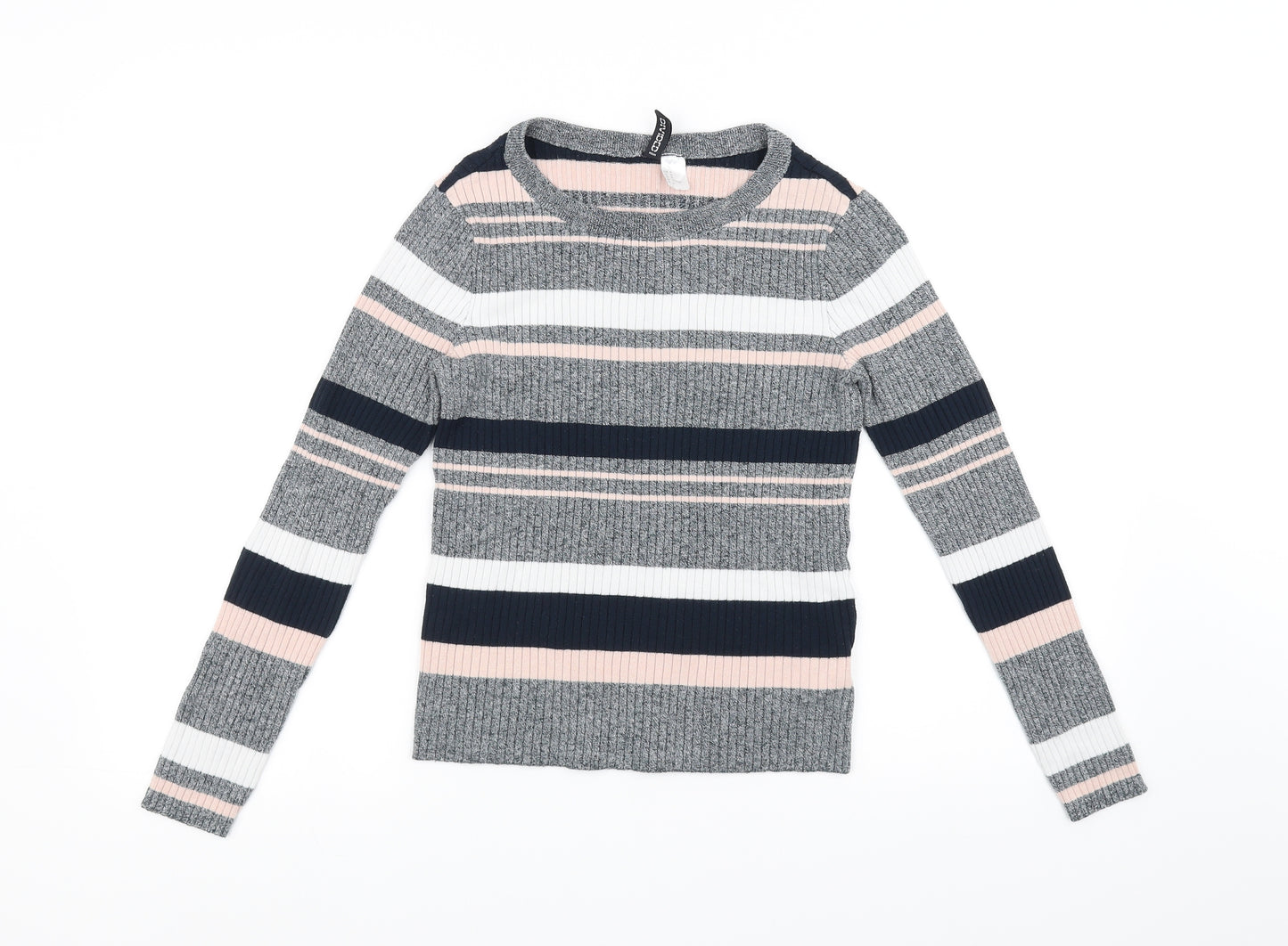 Divided Womens Grey Striped  Pullover Jumper Size M