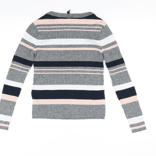 Divided Womens Grey Striped  Pullover Jumper Size M