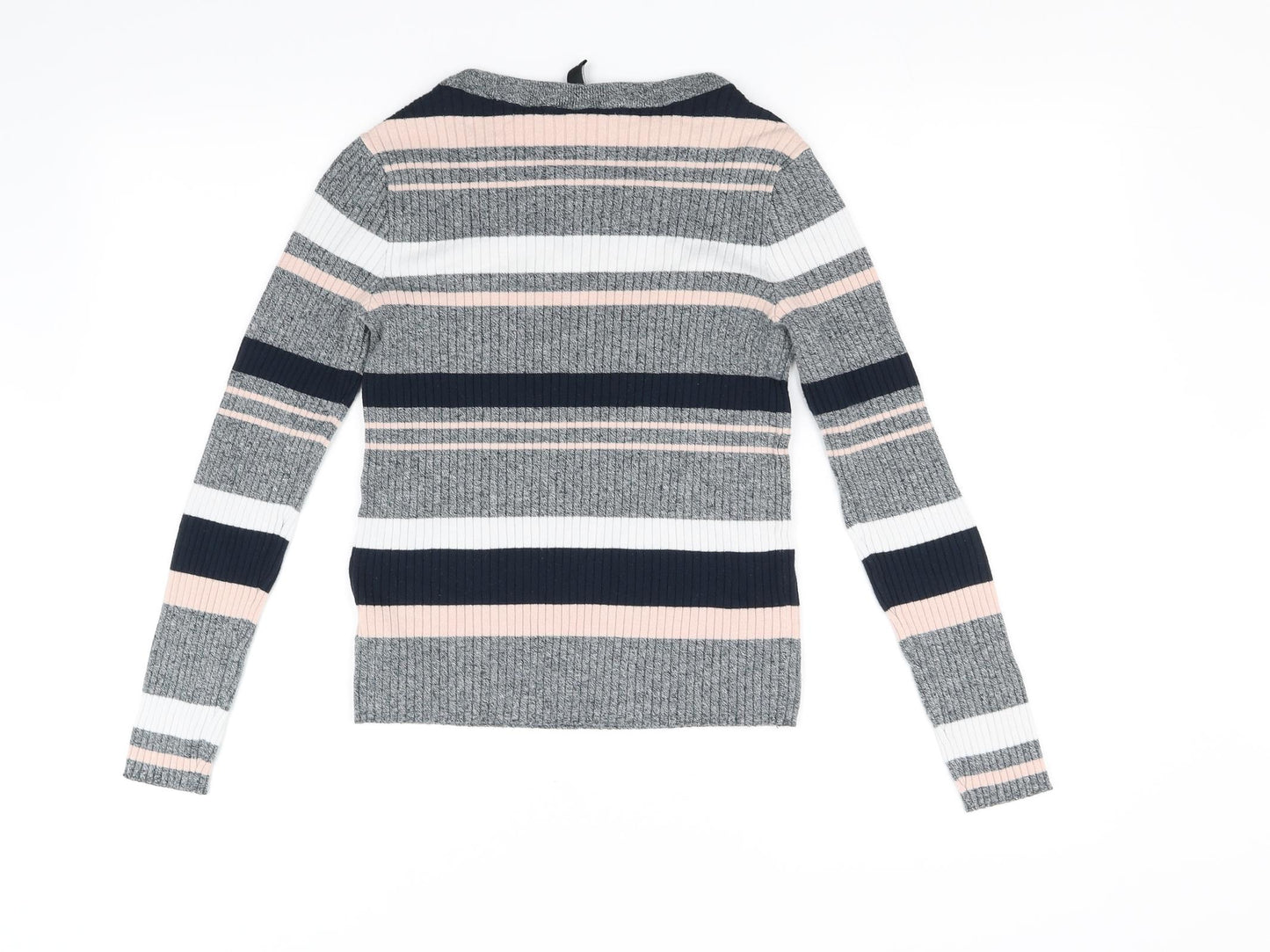 Divided Womens Grey Striped  Pullover Jumper Size M