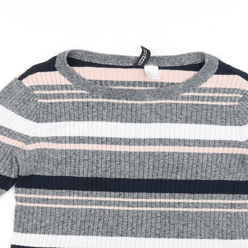 Divided Womens Grey Striped  Pullover Jumper Size M