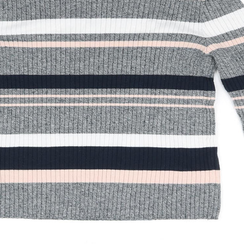 Divided Womens Grey Striped  Pullover Jumper Size M