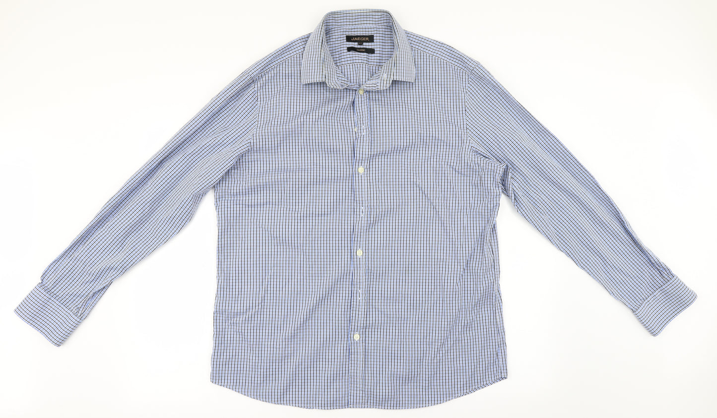 Jaeger Mens Blue Check   Dress Shirt Size 16.5