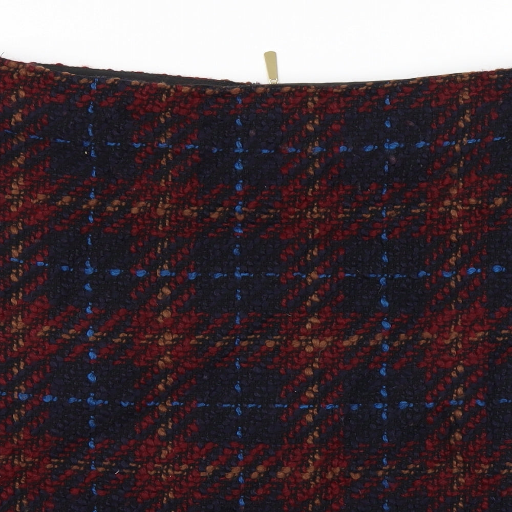 Marks and Spencer Womens Red Check  A-Line Skirt Size 12