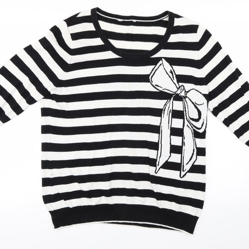 BHS Womens White Striped  Pullover Jumper Size 18