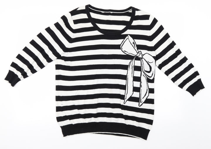 BHS Womens White Striped Pullover Jumper Size 18