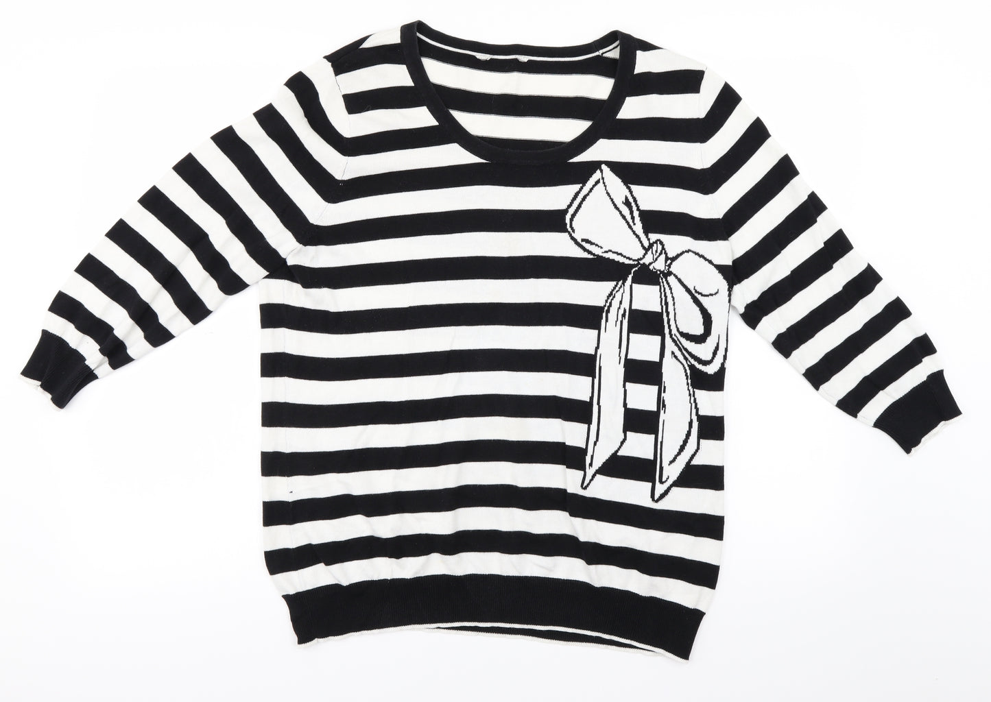 BHS Womens White Striped  Pullover Jumper Size 18