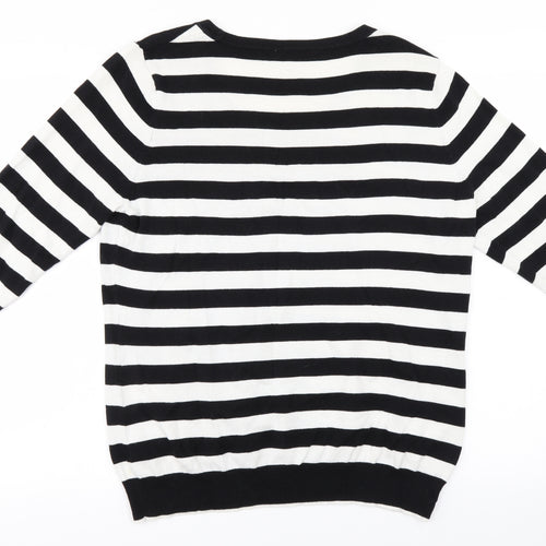 BHS Womens White Striped  Pullover Jumper Size 18
