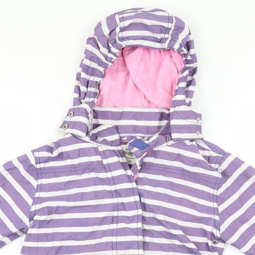 Mini Boden Girls Purple Striped  Jacket Coat Size 7-8 Years