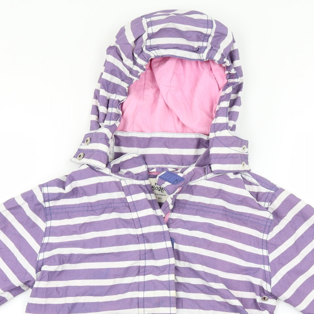 Mini Boden Girls Purple Striped  Jacket Coat Size 7-8 Years