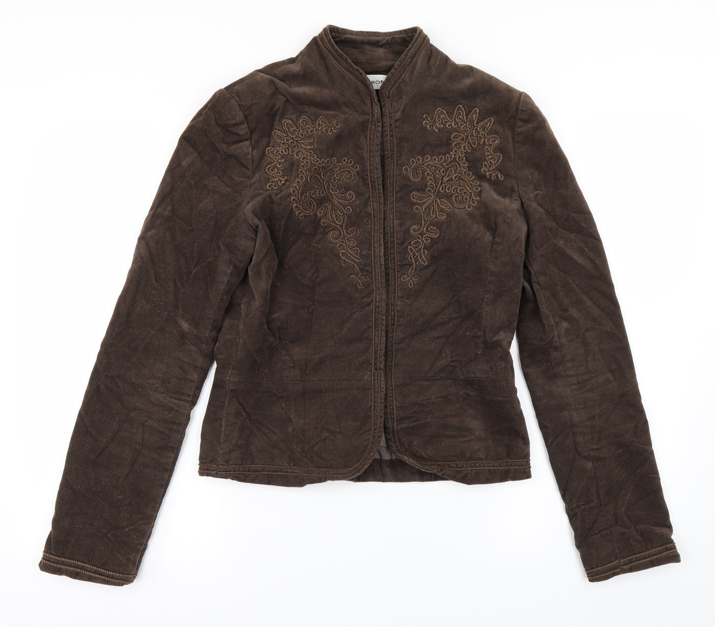 Topshop Womens Brown Floral  Jacket Coat Size 10