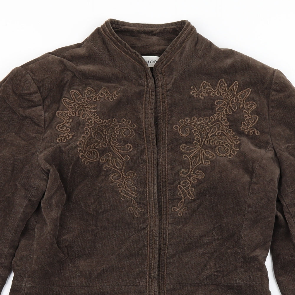 Topshop Womens Brown Floral  Jacket Coat Size 10