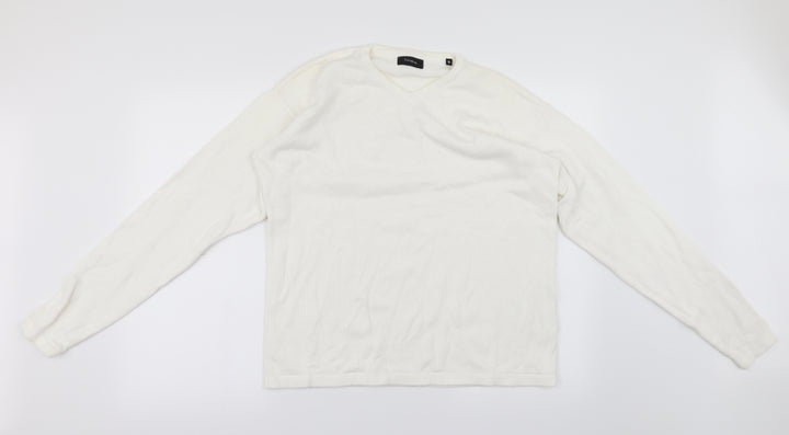 Linea Womens White Pullover Jumper Size S