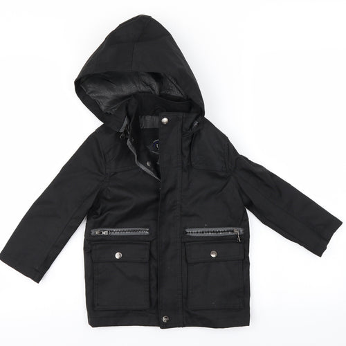 Preworn Boys Black   Jacket Coat Size 3 Years