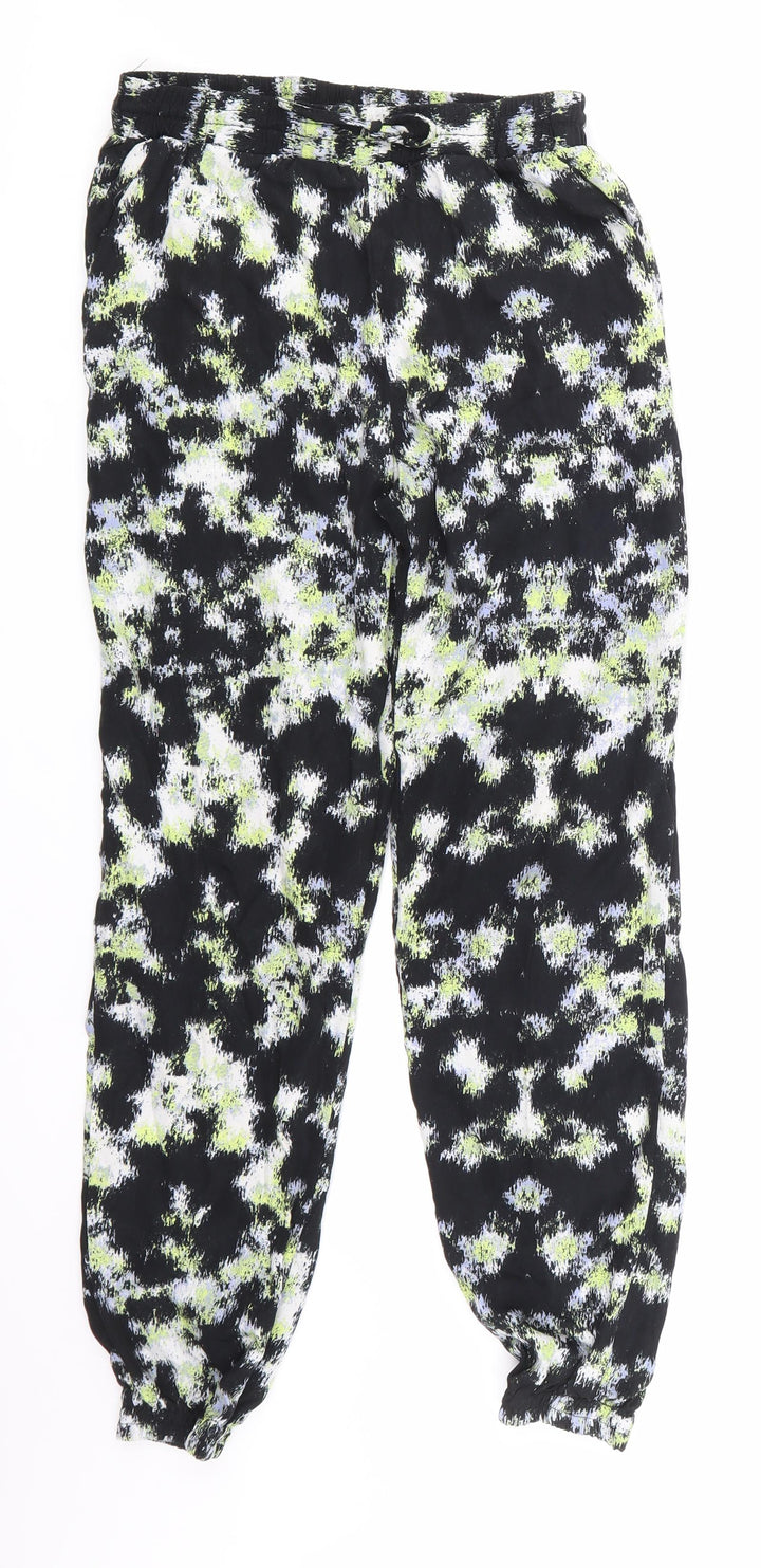 Warehouse Womens Black Argyle/Diamond Cargo Trousers Size 8