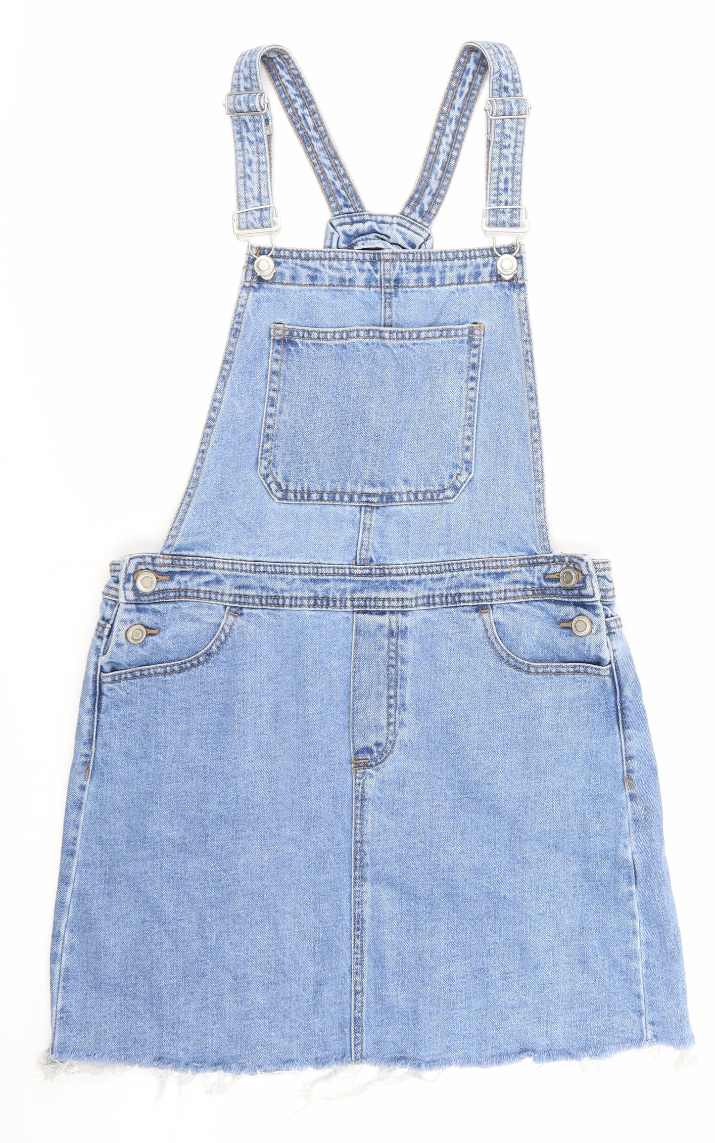 Primark Womens Blue  Denim Pinafore/Dungaree Dress  Size 10