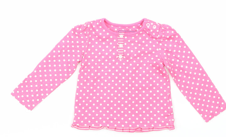TU Girls Pink Spotted Basic T-Shirt Size 6-9 Months