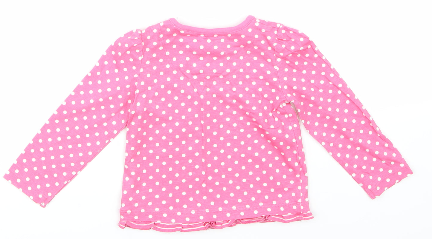 TU Girls Pink Spotted  Basic T-Shirt Size 6-9 Months