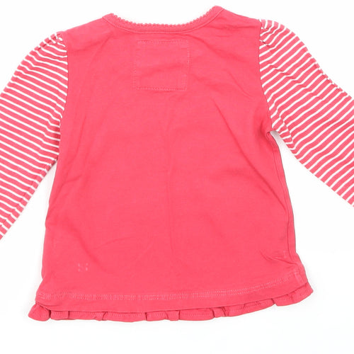 TU Girls Red Striped  Basic T-Shirt Size 6-9 Months