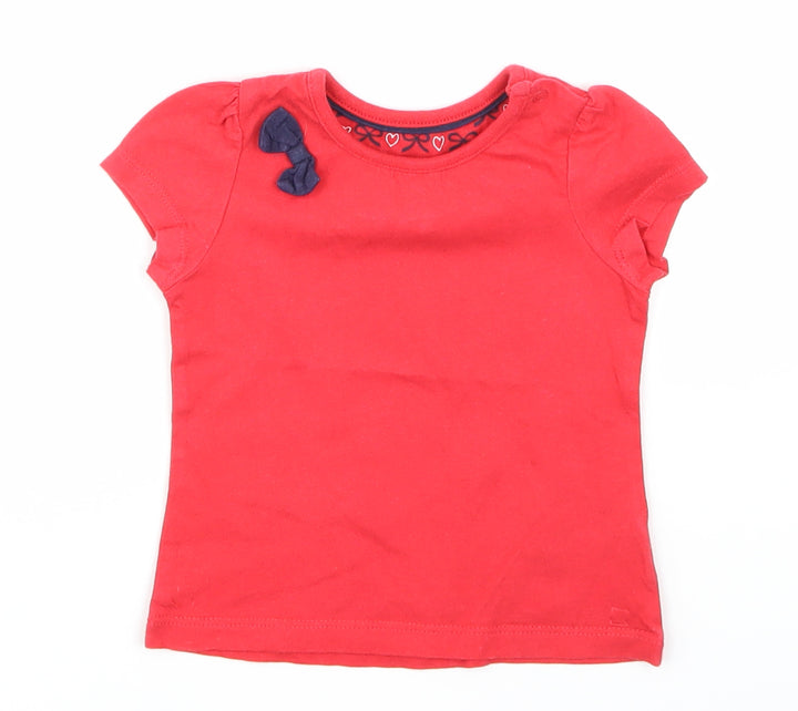 TU Girls Red   Basic T-Shirt Size 6-9 Months
