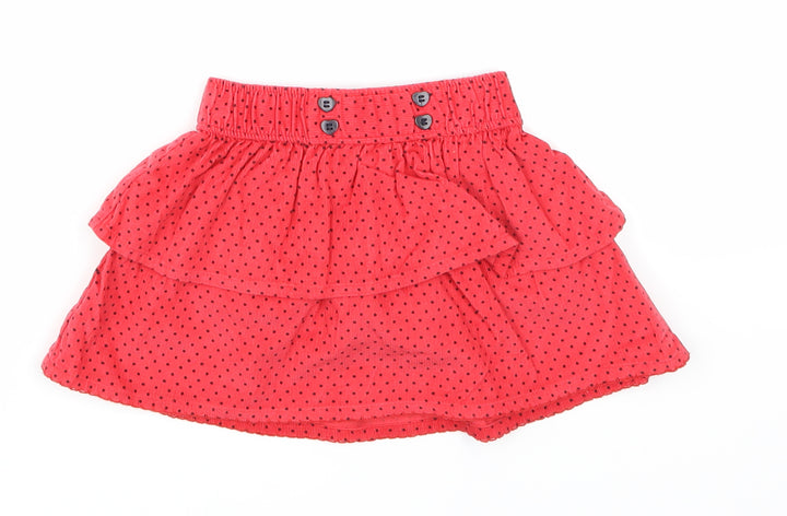 M&Co Girls Red Spotted Velvet Skater Skirt Size 6-9 Months