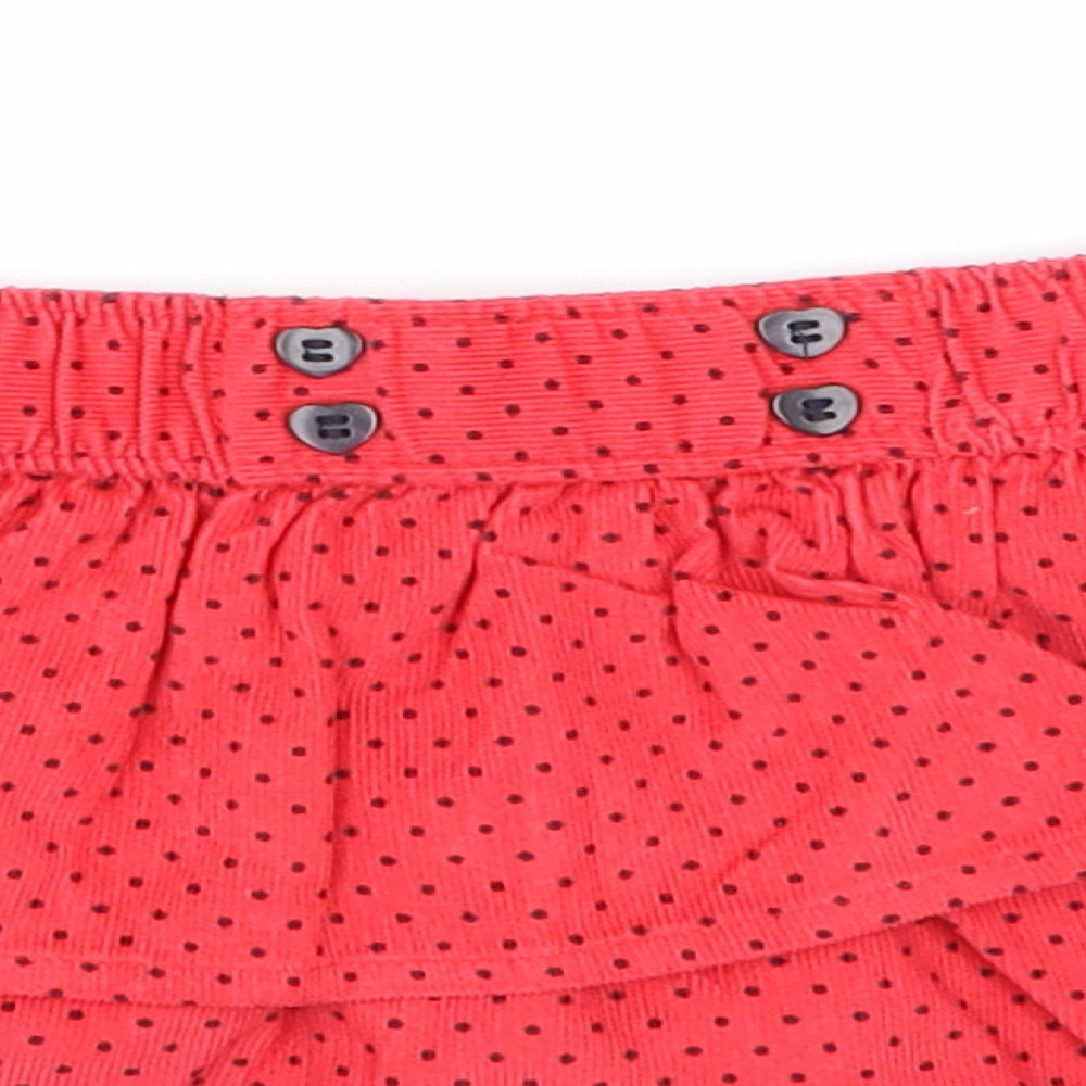 M&Co Girls Red Spotted Velvet Skater Skirt Size 6-9 Months