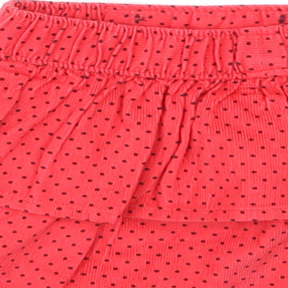 M&Co Girls Red Spotted Velvet Skater Skirt Size 6-9 Months