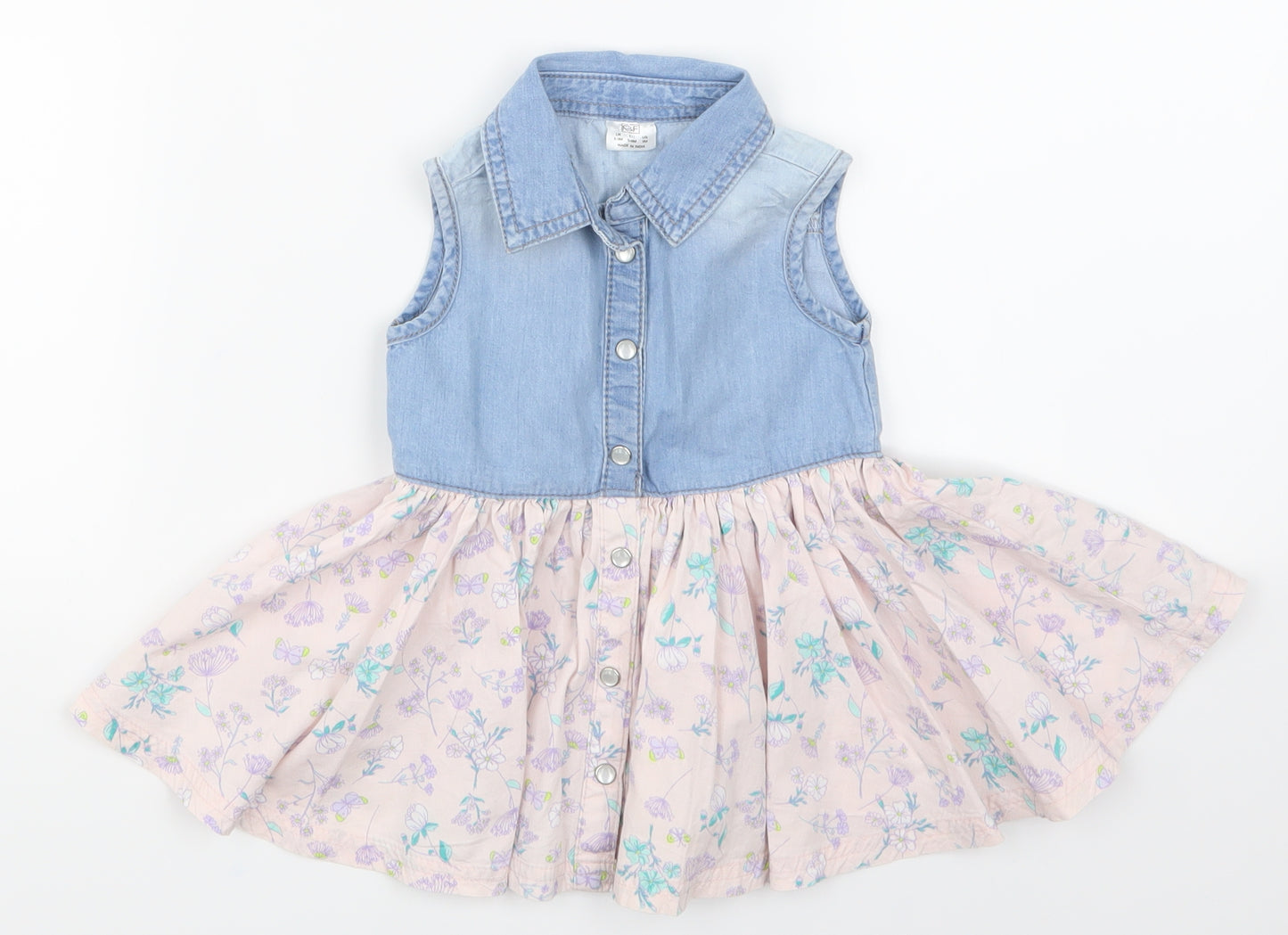 F&F  Pink Floral  Skater Dress  Size 6-9 Months