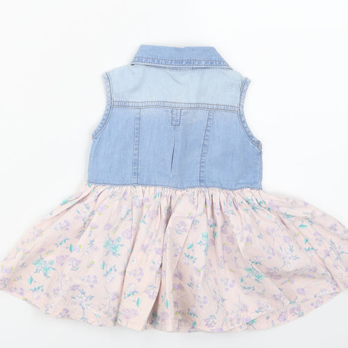 F&F  Pink Floral  Skater Dress  Size 6-9 Months