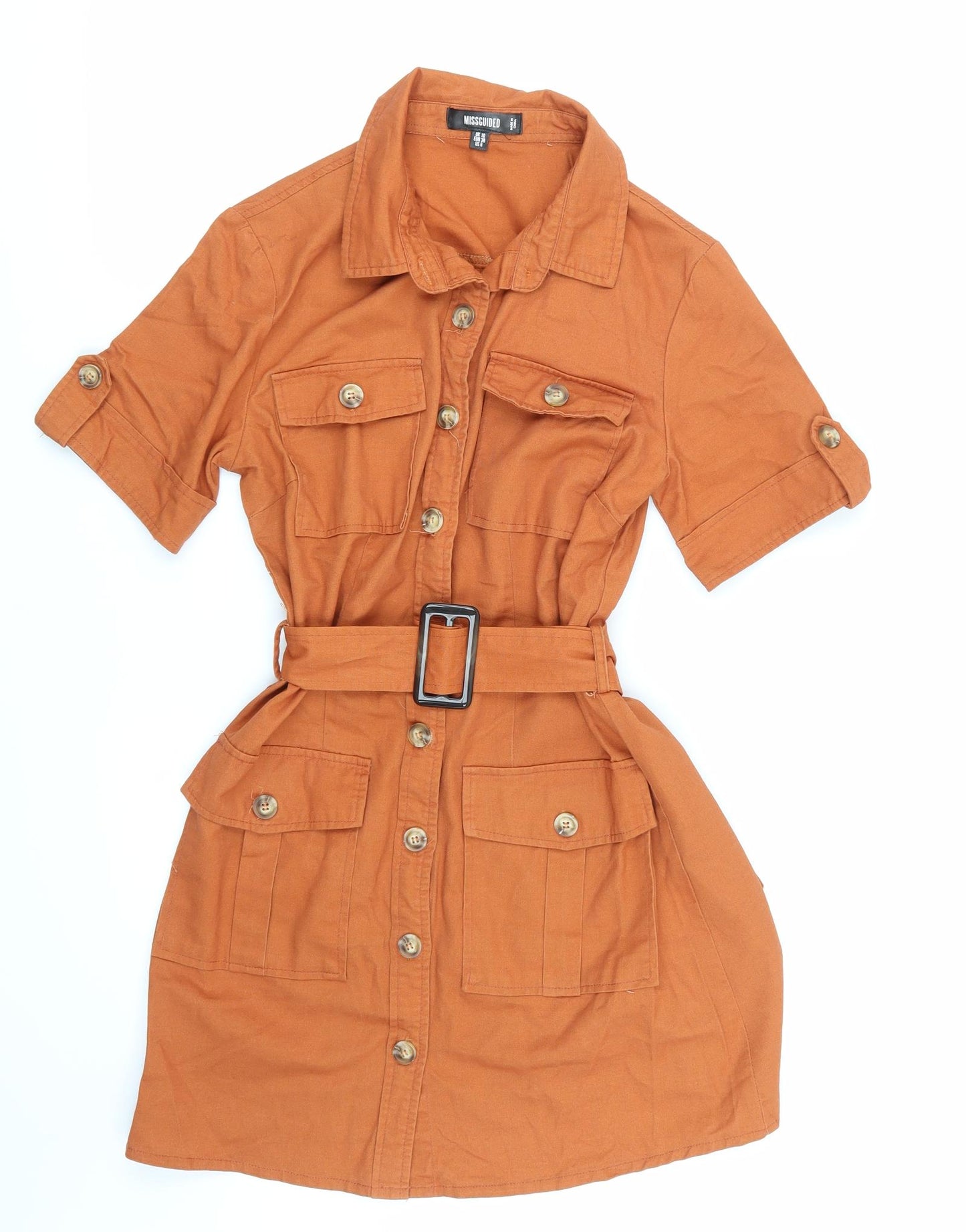 Boohoo Womens Orange   Shirt Dress  Size 10