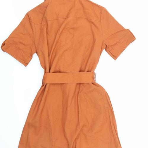 Boohoo Womens Orange   Shirt Dress  Size 10