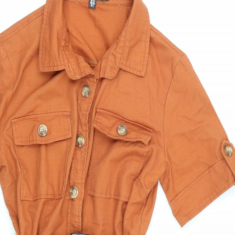 Boohoo Womens Orange   Shirt Dress  Size 10
