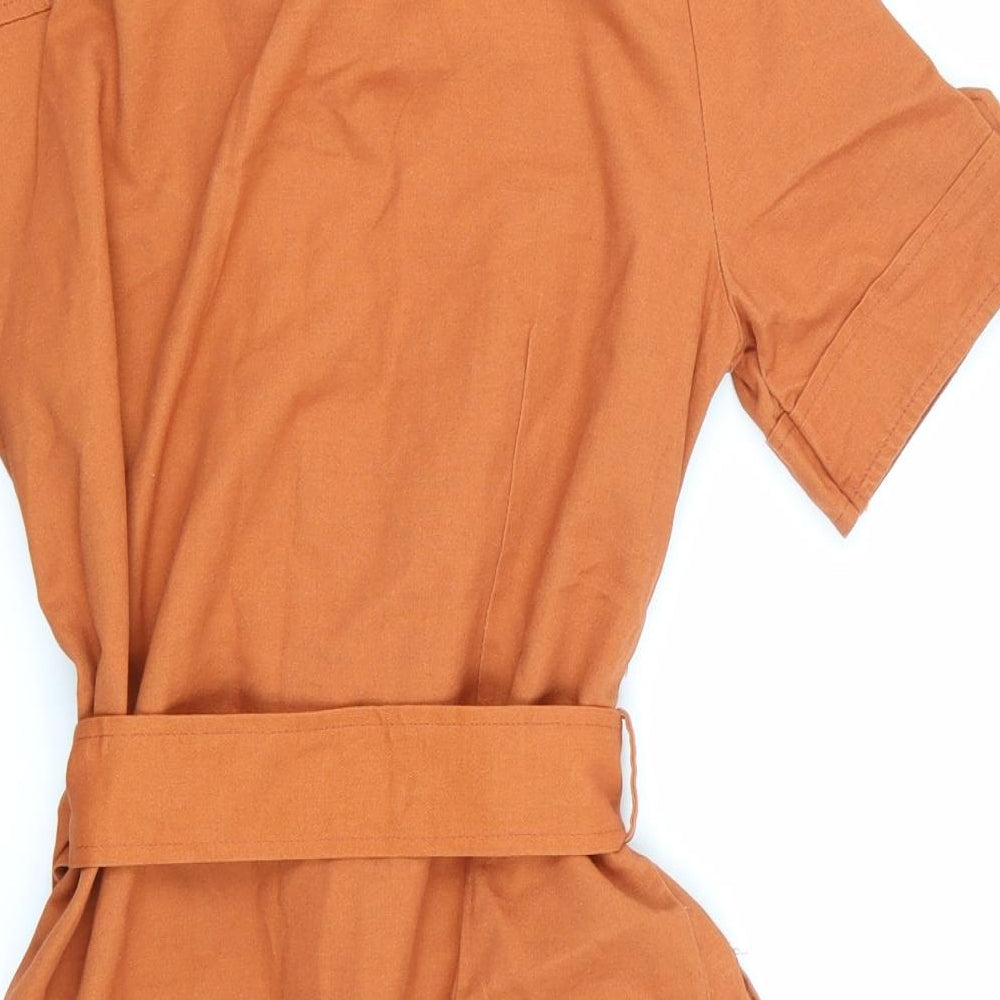 Boohoo Womens Orange   Shirt Dress  Size 10