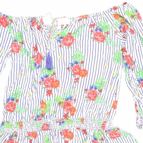 Very Womens White Floral  Basic T-Shirt Size 18