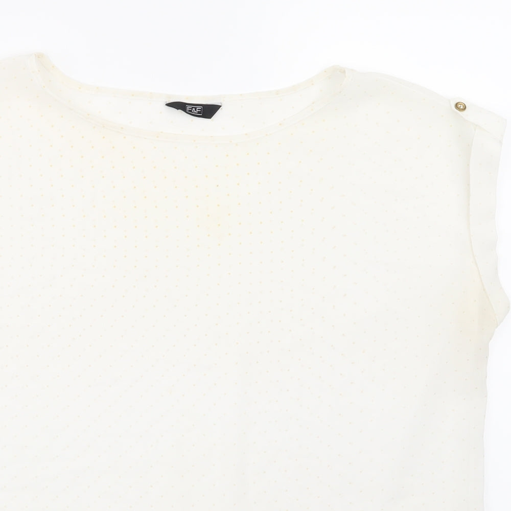F&F Womens White Polka Dot  Basic Blouse Size 14