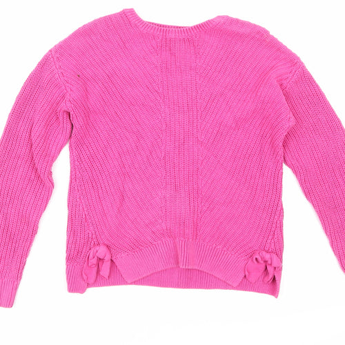 Girlswear Girls Pink Houndstooth  Pullover Jumper Size 10 Years