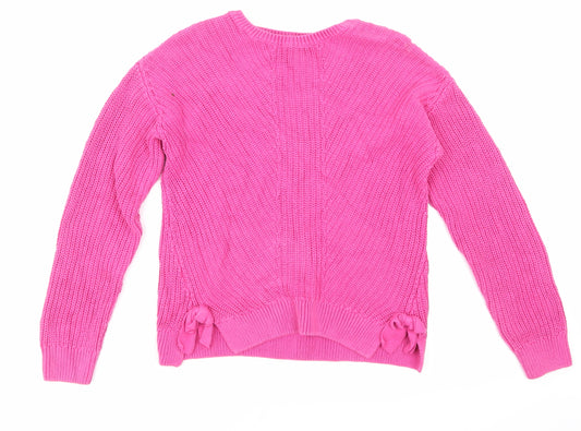 Girlswear Girls Pink Houndstooth  Pullover Jumper Size 10 Years