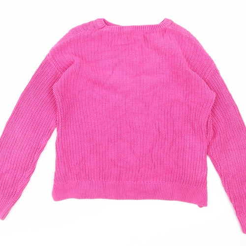 Girlswear Girls Pink Houndstooth  Pullover Jumper Size 10 Years