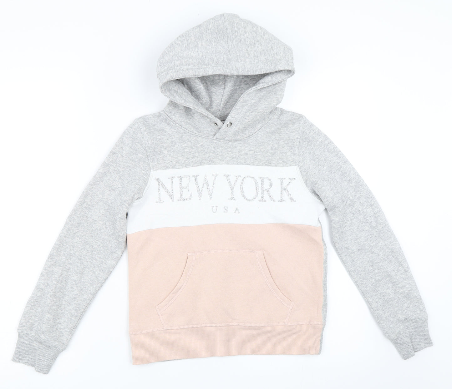 H&M Girls Grey   Pullover Hoodie Size 9-10 Years