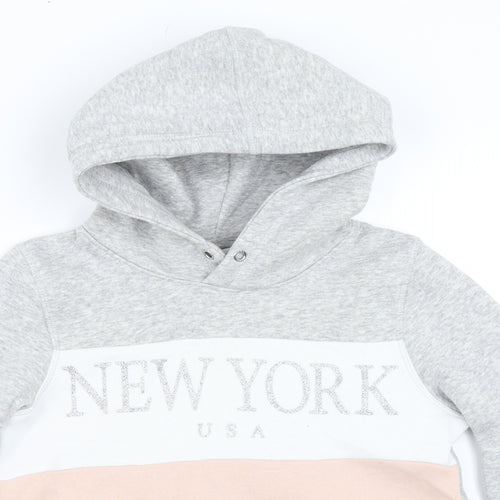 H&M Girls Grey   Pullover Hoodie Size 9-10 Years