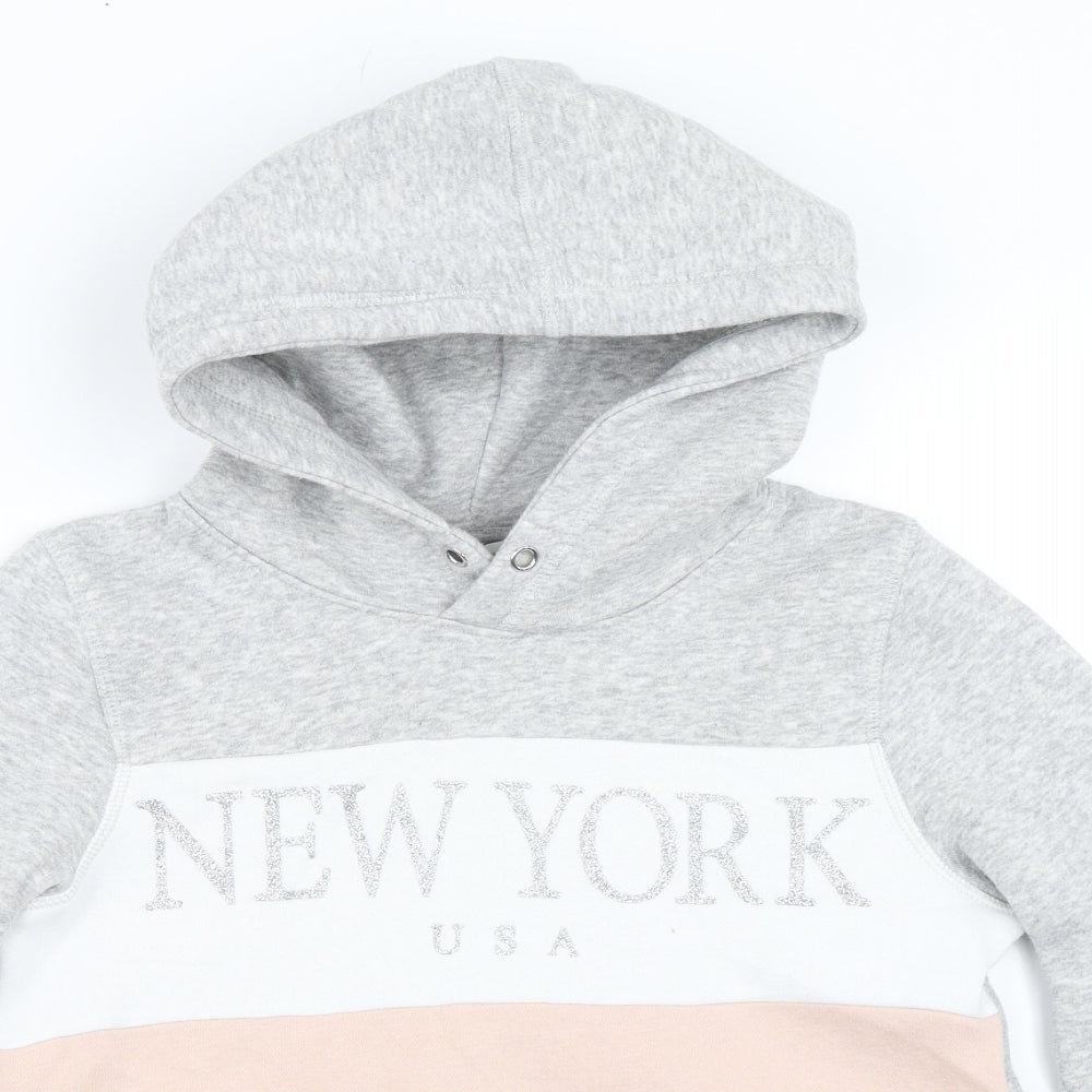 H&M Girls Grey   Pullover Hoodie Size 9-10 Years