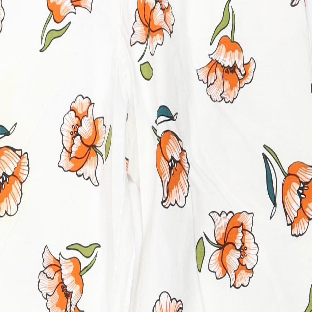 River Island Womens White Floral  Capri Trousers Size 10 L26 in